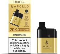 Gold Bar Apollo 20K Prefilled Pod Kit, 1000mAh Rechargeable, 20mg N_Salt, No Nicotine Free, Hyper Mesh Coil, Multiple Flavours Availble. (Spearmintt)