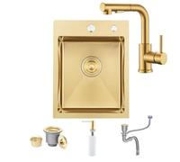 Gold Bar Sink 16 Gauge Stainless Steel 35x45 cm Kitchen Single Bowl Drop in