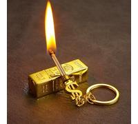 Gold bar small matches, all-metal multi-function keychain 10,000 matches waterproof and windproof lighter, kerosene lighter