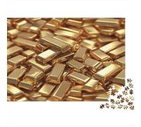Gold Bars Stack-luxury Investment Style Adult Puzzle for Decompression: Pile of Shiny Gold Bars Educational Game Challenge 1000 Piece 38x26cm/1000pcs