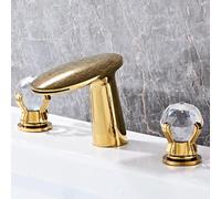 Gold Basin Faucet 3Hole Bathroom Sink Tap Double Handle Brass Waterfall Design Luxury Lavatory Faucet for Modern Bathrooms LWX China