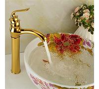 Gold Basin Faucets Copper Taps Deck Mounted Single Handle Single Hole Hot and Cold Water Bathroom Mixer Sink Taps
