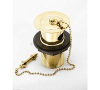 Gold Basin Waste Metal Plug Chain Stay Slotted 1 1/4" Bathroom Brass Body