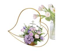 Gold Basket Center Piece - Iron Heart Shaped Flower Baskets | Wedding Decoration | 15.75x13.78x6.69 Inches | Ratant Floral Display for Birthday Decoration