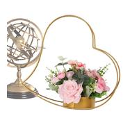 Gold Basket Center Piece - Iron Heart Shaped Flower Baskets | Wedding Decoration | 15.75x13.78x6.69 Inches | Ratant Floral Display for Birthday Decoration