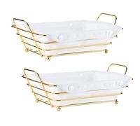 Gold Baskets for Bread Serving, Parties Gold Wire Basket for Fruit Vegetables Bread (2)