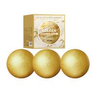 Gold Bath Ball, Bubble Bath Salt Ball, Bath Bombs, Natural Handmade Bath Spa Fizzles Marvelous Salts to Moisturize Skin and Relieve Stress, Romantic Gifts for Women (3)