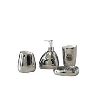 Gold Bathroom Accessory 4 Piece Set with Soap Dispenser Mouthwash Cup Toothbrush Holder and Bathroom Gift(Sliver 4Pcs)