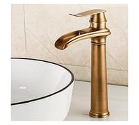 Gold Bathroom Brass Basin Waterfall Faucet Single Handle Vanity Sink Faucets Chrome Hot and Cold Bath Taps 6046(High)