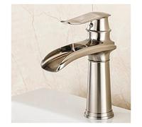 Gold Bathroom Brass Basin Waterfall Faucet Single Handle Vanity Sink Faucets Chrome Hot and Cold Bath Taps 6046(Shrot)