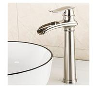 Gold Bathroom Brass Basin Waterfall Faucet Single Handle Vanity Sink Faucets Chrome Hot and Cold Bath Taps 6046(High)
