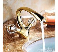 Gold Bathroom Faucet Brass Handle Crystal Tap Deck Mounted Basin Mixer Luxury Toilet Water Tap Elegant Sink Crane for Home and Marriage Decor