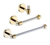 Gold Bathroom Hardware Accessories Set - Acrylic Hand Towel Holder Toilet Paper Holder Towel Hook - Wall Mounted Bath Towel Bar Set 3 Pieces SHUNLI
