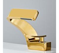 Gold Bathroom Sink Taps - Single Lever Brass Waterfall Basin Mixers for Stylish Bathroom Faucets Modern Design & Easy to Install Perfect for Home Renovation