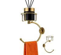 Gold Bathroom Wall Hand Towel Holder with Candle/Aromatherapy Holder, Multi-Functional Gold Wall Hooks,Candle Holders for Bathroom Décor