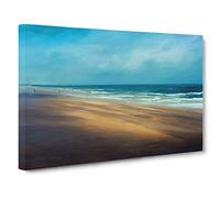 Gold Beach Canvas Print | Gallery Wrapped 30mm Frame Wall Art | 30x20 inches | Ready to Hang | Abstract Seascape Picture | Living Room Bedroom Lounge Office