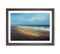 Gold Beach Framed Print | A3 Walnut Framed Wall Art | Ready to Hang | Modern Beach Picture | Living Room Bedroom Lounge Office