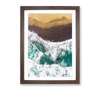 Gold Beach In Abstract Modern Framed Wall Art Print, Ready to Hang Picture for Living Room Bedroom Home Office Décor, Walnut A2 (64 x 46 cm)