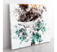 Gold Beach Watercolour Modern Canvas Wall Art Print Ready to Hang, Framed Picture for Living Room Bedroom Home Office Décor, 50x50 cm (20x20 Inch)