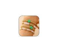 Gold Beaded Cross Bracelets for Women Dainty Pearl Cross Bead Bracelet Stack Layering Stackable Stretch Beaded Jewelry Costume Accessories, 5.5 UK, Acrylic, No Gemstone