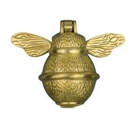 Gold Bee Door Knocker for Front Door | Polished Solid Brass Satin Brass Knockers with Strike Plate | UPVC | Bumblebee Front Door Furniture with a Unique Design (Satin Brass)
