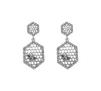 Gold Bee Earrings for Women Honeycomb Earrings Simple Geometric Hexagon Honeycomb Honeycomb Dangle Earrings Dainty Cubic Zirconia Drop Earrings Bee Honeycomb Jewelry Birthday Gift for Women, Metal, No