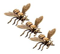 Gold Bee Figurines 3pcs Brass Bee Figurines Mini Retro Bee Statues Golden Vintage Bee Sculpture Feng Shui Animal Ornament Insects Collectible Figures for Decorations