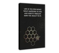 Gold Bee On Honeycomb Nature Inspirational Quote America Canvas Poster for Office Decor Gift