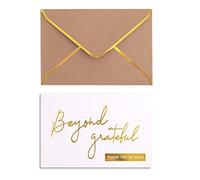 Gold Beyond Grateful Thank You Cards with Envelopes - 36 PK - Thank You Notes with Gold Foil Letterpress 4x6 Inches Blank Note Cards for Business Graduation Wedding Baby Shower