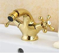 Gold Bidet Faucet Shaft Tap Double Handle Golden Basin Bidet Mixer Crane Antique Brass Tap Bathroom Faucet Interesting Life