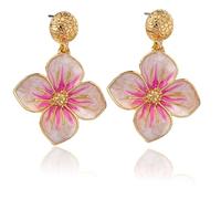 Gold Big Flower Dangle Earrings Boho Large Flower Statement Earrings Irregular Petal Earring Unique Trendy Wedding Holiday Jewelry , M, Metal, No Gemstone