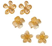 Gold Big Flower Dangle Earrings Boho Large Flower Statement Earrings Irregular Petal Earring Unique Trendy Wedding Holiday Jewelry , M, Metal, No Gemstone