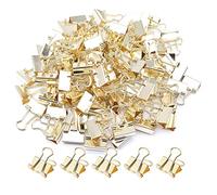 Gold Binder Clips, Mini Paper Clip, Small Paper Clamps 15mm (5/8 inch), 100 Pack Micro Size Office Clips for Home School and Business (Gold)