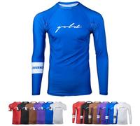 Gold BJJ Foundation Ranked Rashguard - No-Gi and Gi Jiu Jitsu Rash Guard - blue - Large
