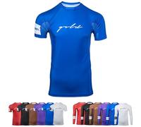 Gold BJJ Foundation Ranked Rashguard - No-Gi and Gi Jiu Jitsu Rash Guard - blue - Medium