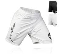 Gold BJJ Jiu Jitsu Shorts - IBJJF Approved No Gi Fight Short - for Grappling, MMA, Wrestling, Muay Thai & Boxing, White, Large