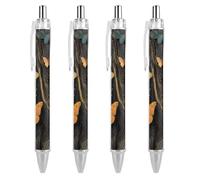 Gold Black Abstract Marble Butterflies Retractable Ballpoint Pen Black Ink Ball Point Pen Work Pens 4 PCS