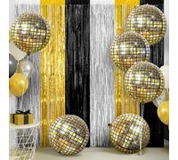 Gold, Black and Silver Fringe with Disco Balloons