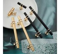 Gold Black Chrome T Bar Handle, Zinc Alloy Kitchen Cabinet Drawer Pull Knob, 96mm to 320mm Hole Spacing for Cupboard Wardrobe