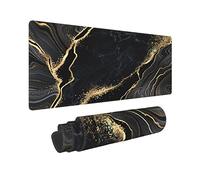 Gold Black Grey Marble Gaming Mouse Pad 31.5×11.8 Inch XL Extended Large Mouse Pad Non-Slip Rubber Base Laptop Desk Pad Computer Keyboard Mouse Mat Home Office Decor Accessories