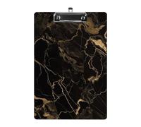 Gold Black Marble Acrylic Clipboard A4, Durable Smooth Writing Board with Metal Clip, Portable Wall Mountable Document Clip Board for Office Classroom Nurses and Teachers