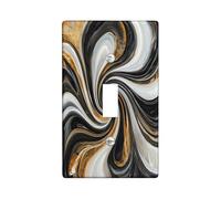 Gold Black Marble Decorative Switch Cover 1 Gang Single Toggle, Luxury Abstract Modern Wall Plate Cover, Standard Size, Contemporary Cool Electrical Faceplate for Bedroom Living Room Decor