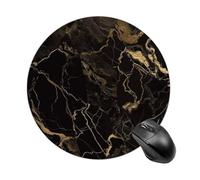 Gold Black Marble Round Mouse Pad 7.8 Inch, Portable Gaming Mouse Mat with Non-Slip Rubber Base & Smooth Surface, Waterproof Mousepad for PC, Laptop, Computer, Office, Home