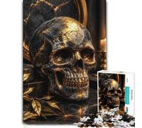 Gold Black Marble Skull Colourful Wooden Puzzle for Adults, 300 Pieces | For gifting: Puzzle for Adults: clear motif details for easier section planning at home.