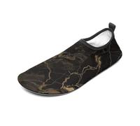 Gold Black Marble Water Shoes for Men Women, Lightweight Stretch Swim Shoes with Anti-Slip Rubber Sole, Quick-Dry Aqua Socks for Pool, Beach, Surfing, Style, 4 Women/4 Men