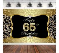 Gold Black Photography Backdrop Royal Texture Gold Glitter Happy 65th Birthday Party Background Poster Decoration Banner 300x200cm