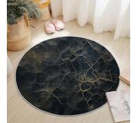 Gold Black Round Rugs, Washable Non-Slip Round Area Rugs, Diameter 180 cm, Simple Texture Lines Design - for Living Room Bedroom Hallway Study Coffee Table Bedside Rug