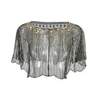 Gold Black Shawl 1920S Shawl Flapper Gatsby Bolero Sequin Cape Shrug Gatsby Cape Vintage Sequin Capelet Beaded Shawls Short Scarves Shawls Fashion Wedding Party Scarf Costume