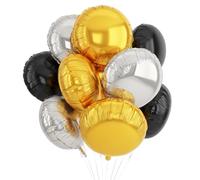 Gold Black Sliver Round Shaped Foil Balloons, 20pcs 18 Inch Round Foil Balloon, Giant Round Balloon For Birthday New Year Party Wedding Graduation Retirement Anniversary Engagement Decorations