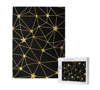 Gold Black Stars Network Seamless Pattern,500 Pieces Wooden Jigsaw Family Game Jigsaw Puzzles for Adults Teens